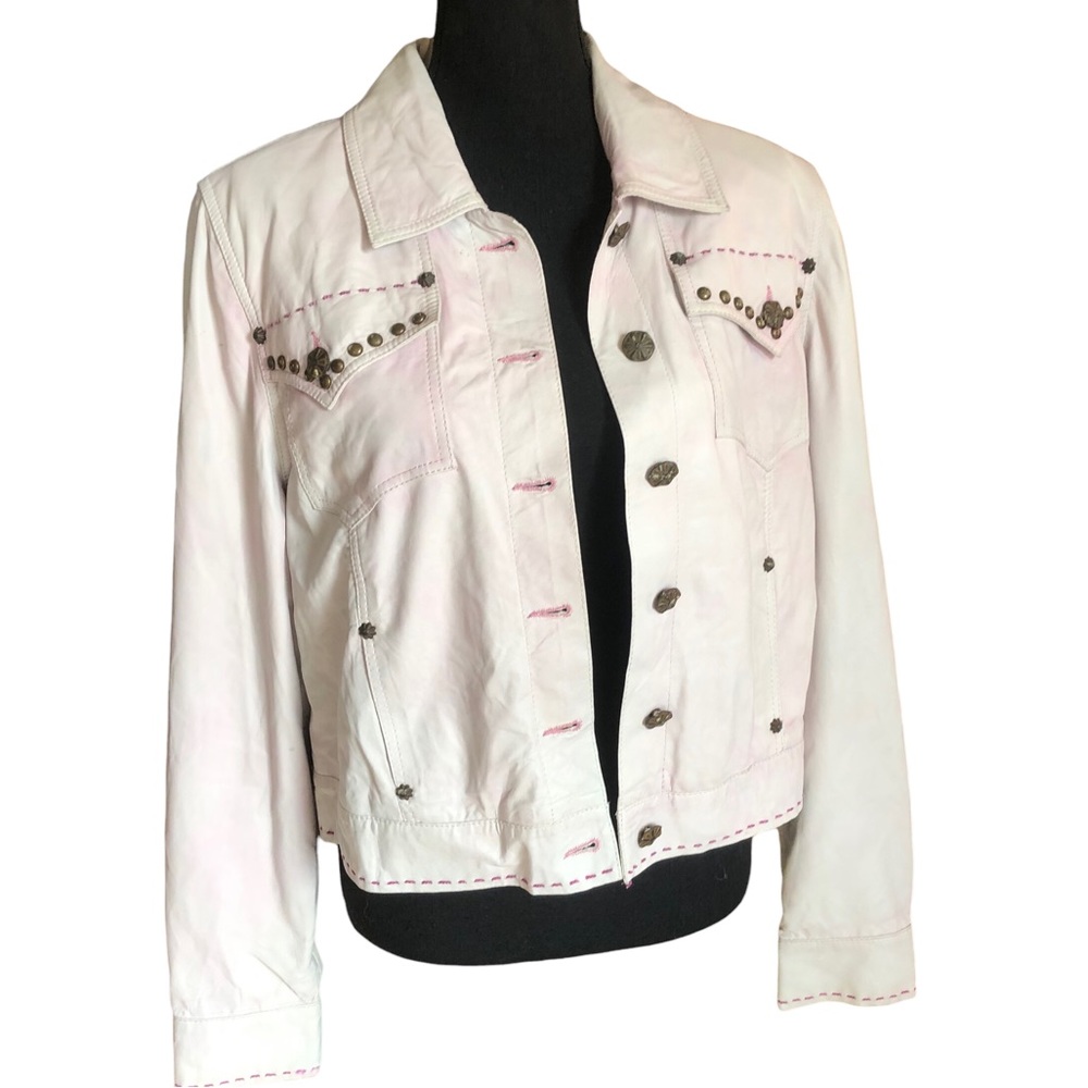 Double D Ranch Leather studded trucker-style Jacket XL